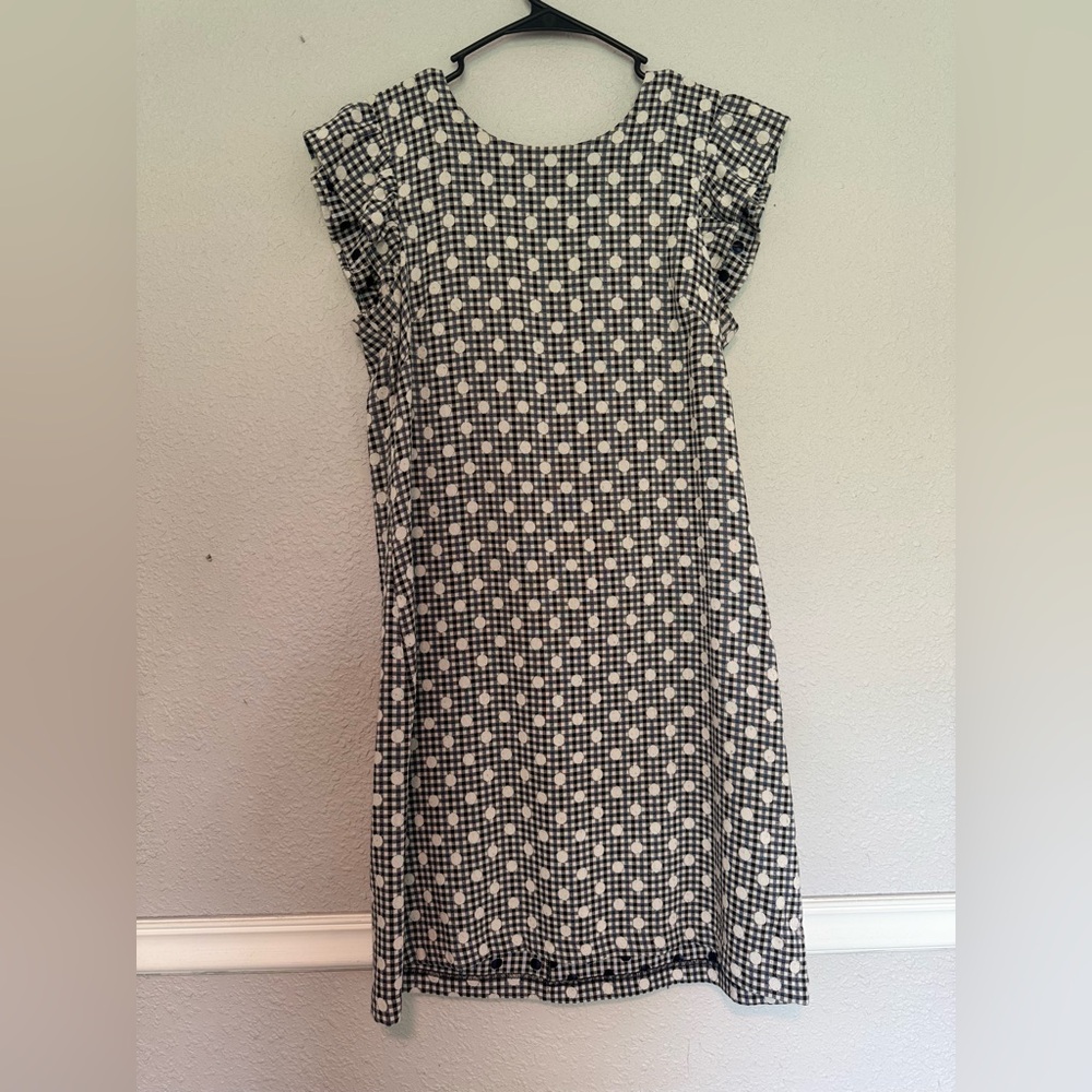 ELLE Gingham Polka Dot Ruffle Sleeve Dress